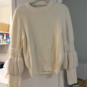 Chelsea & Violet Puff Sleeve Cream Sweater